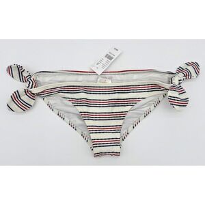 Billabong Striped Tie Side Bikini Bottom Medium Red‎ White Blue New Swim